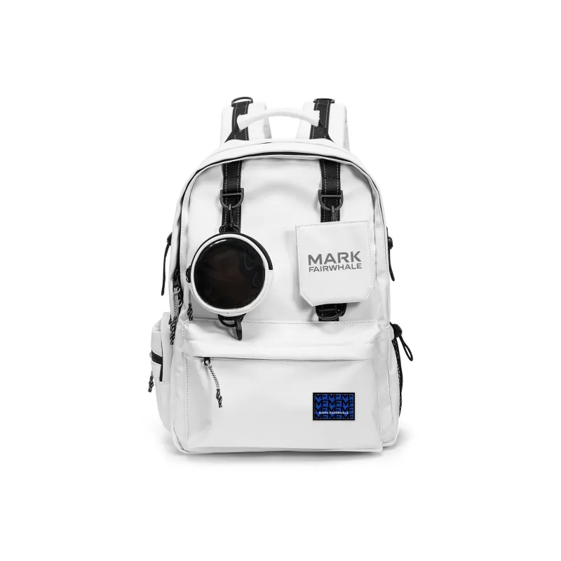 FAIRWHALE PU Backpack Large Size Unisex Black/White-2