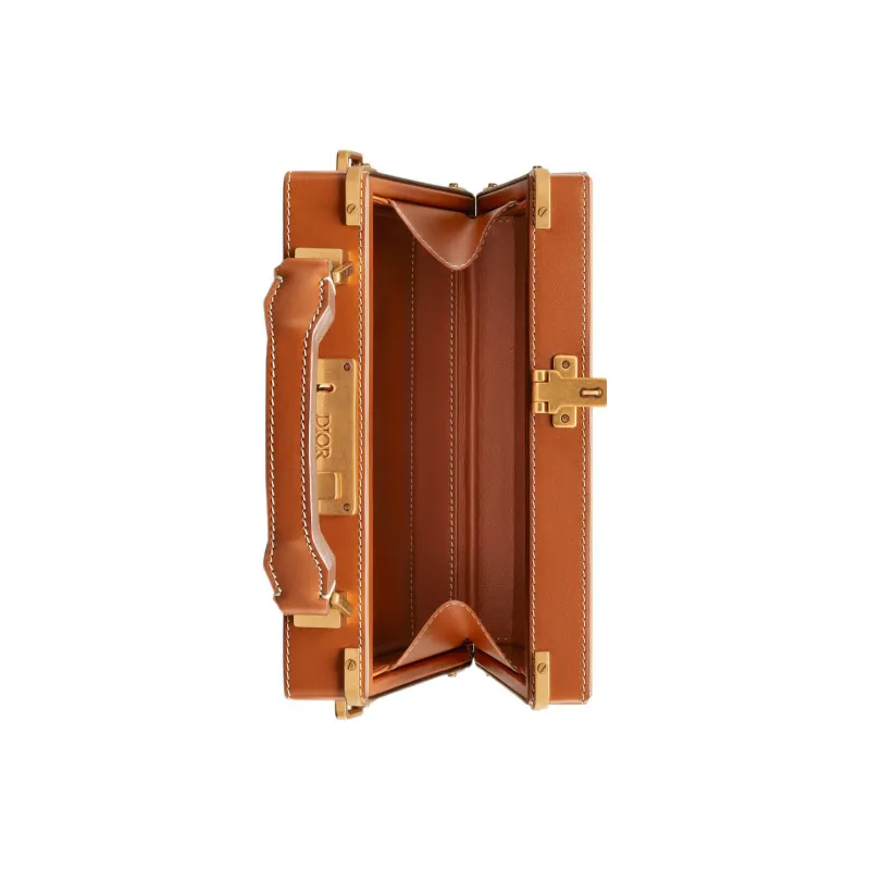 DIOR Lock Calfskin Shoulder Bag Crossbody Bag Men's Brown-2