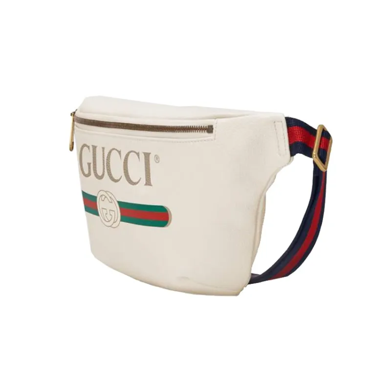 GUCCI Leather Sling Bag, Fanny Pack Large Size Men's White-1