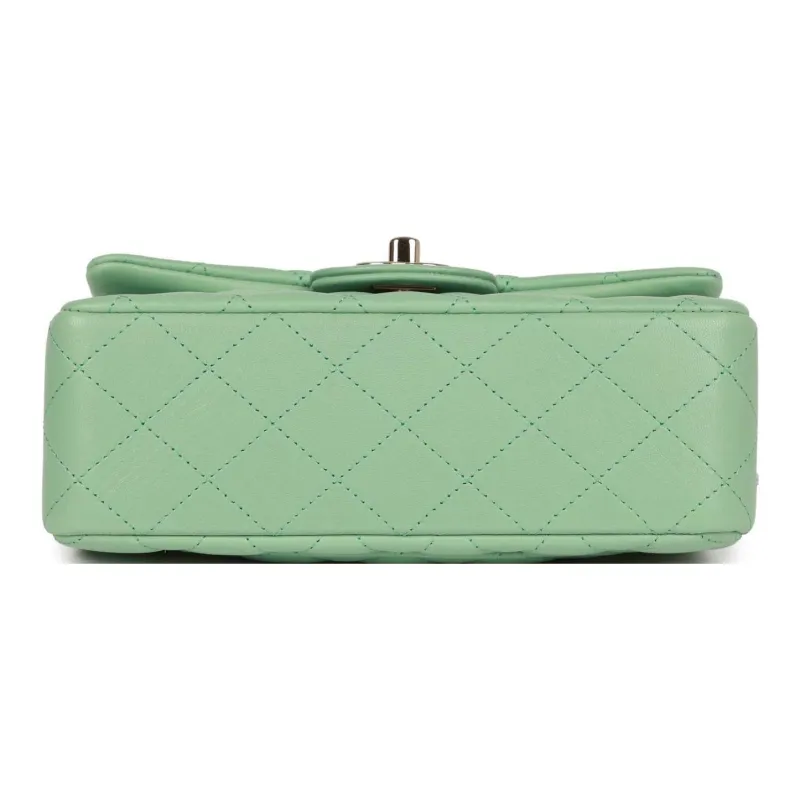 CHANEL Classic Flap CF Sheepskin Handbag, Shoulder Bag, Crossbody Bag Mini Women's Light Green-4