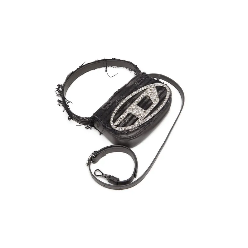 DIESEL Cow Leather With Cotton Portable Crossbody Bag, Shoulder Bag Women's Black-5