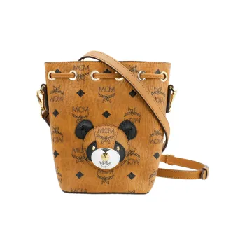 MCM Artificial Leather Bucket Bag, Shoulder Bag, Crossbody Bag, Handbag Mini Women's Brown/Cognac
