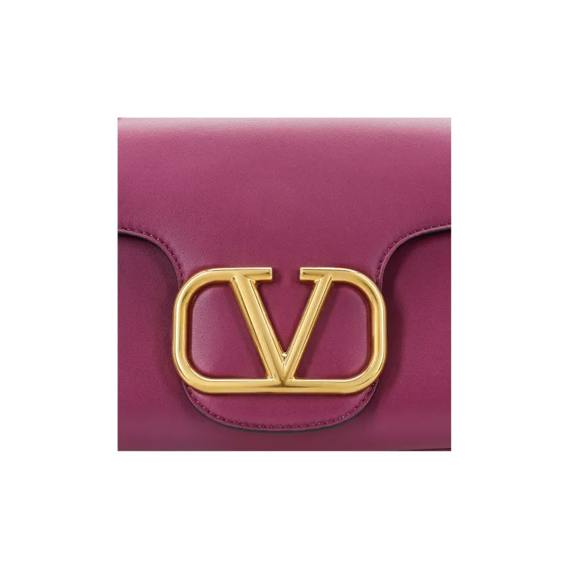 Valentino Cow Leather Baguette Bag Shoulder Bag Crossbody Bag Shoulder Handbag Women's Purple-4
