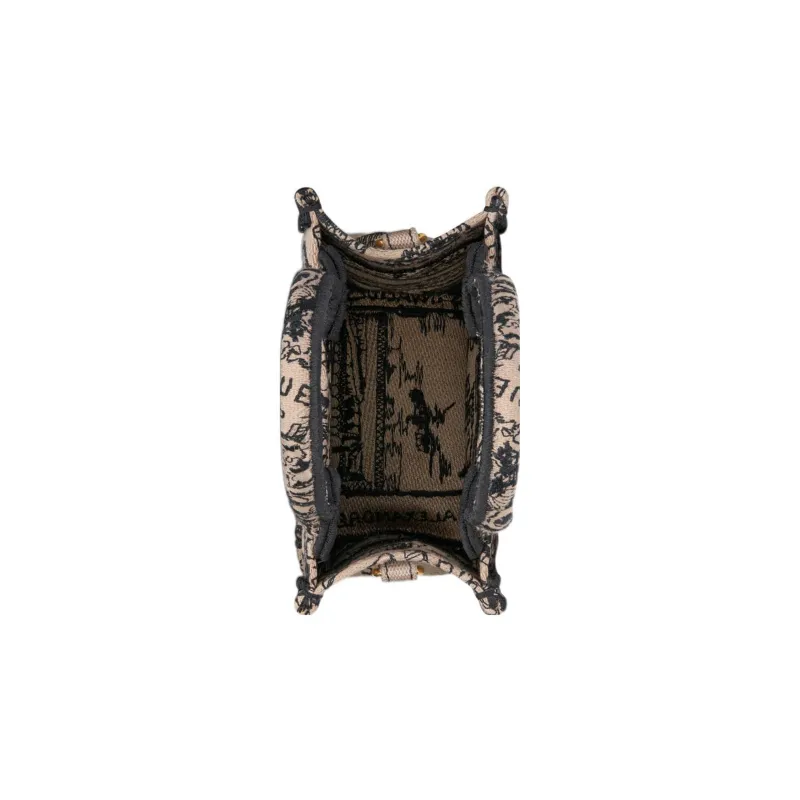 DIOR Embroidery Tote Bag Shopping Bag Cell Phone Pouch Shoulder Bag Crossbody Bag Handbag Mini Women's Beige/Black-4