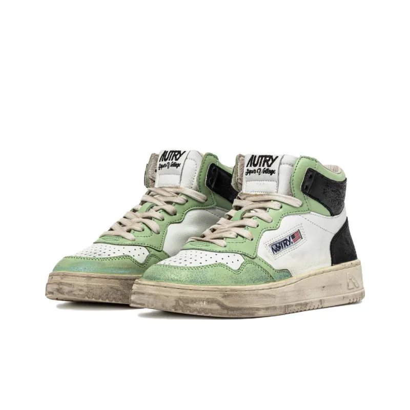AUTRY Medalist High-Top Skateboard Shoes Women's Black White Green-1