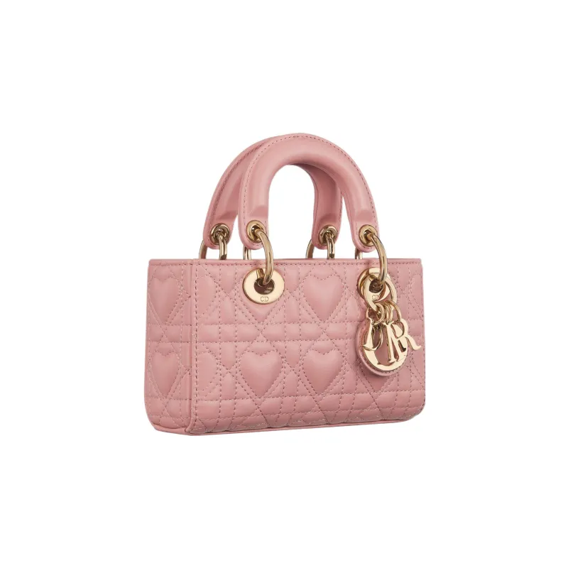 DIOR Lady D-JOY Lambskin Shoulder Bag Crossbody Bag Handbag Extra Mini Women's Vintage Pink-3