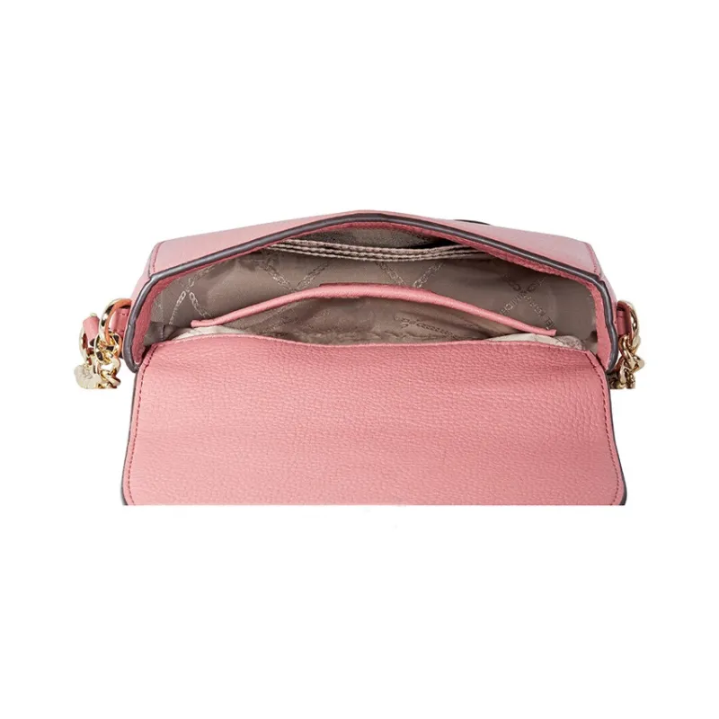 MICHAEL KORS Mott Litchi Grain Leather Saddle Bag Crossbody Shoulder Bag Women's Pink-4
