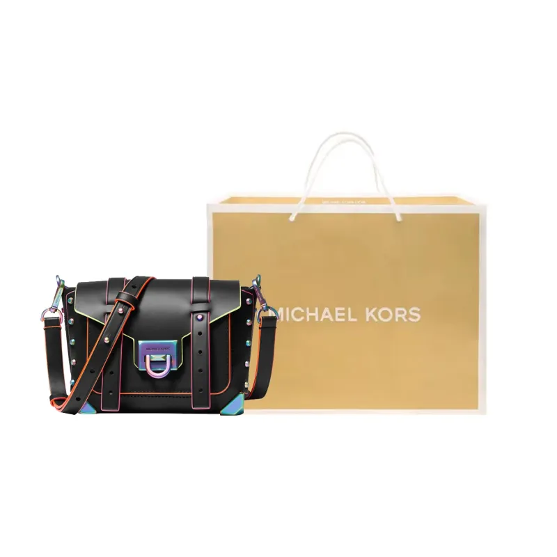 MICHAEL KORS Manhattan Cow Leather Satchel Bag, Crossbody Bag, Shoulder Bag Women's Black-10