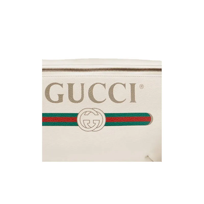GUCCI Leather Sling Bag, Fanny Pack Large Size Men's White-4