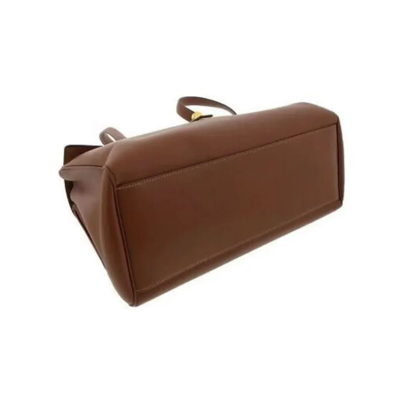 CELINE 16 Smooth Cow Leather Handbag One Shoulder Handbag Medium Size Women's Deep Oak-4