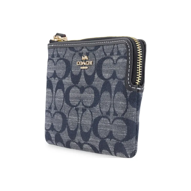 COACH Nolita Fabric Wrist Bags Clutches Small Size Women's Denim Blue-1