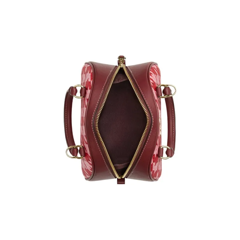 COACH Sydney Coated Canvas With Leather Dome Bag, Shoulder Bag, Crossbody Bag, Handbag Small Size Women's Burgundy-2