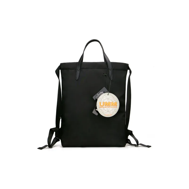 UMM Nylon Travel Backpack Portable Dual Use Backpack Medium Size Unisex Black-3