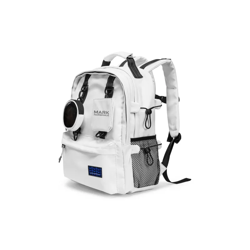 FAIRWHALE PU Backpack Large Size Unisex Black/White-3