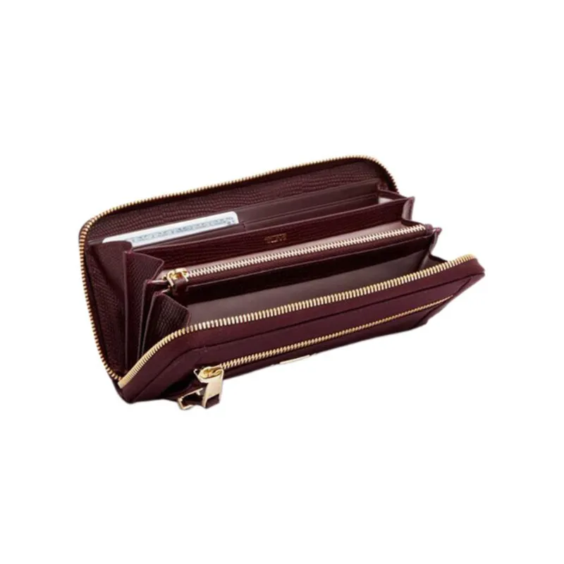 TUMI Voyageur Nylon With Leather Ticket Clip Wallet Women's Sweet Beet Red-1