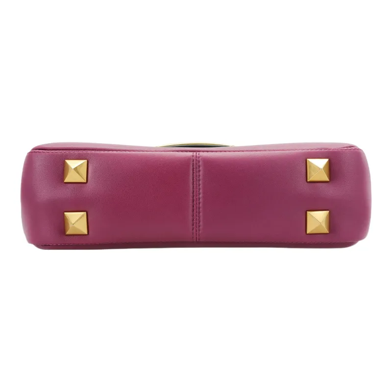 Valentino Cow Leather Baguette Bag Shoulder Bag Crossbody Bag Shoulder Handbag Women's Purple-3