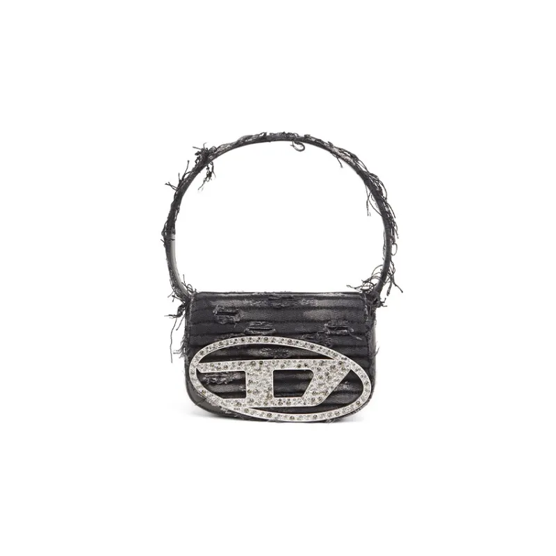 DIESEL Cow Leather With Cotton Portable Crossbody Bag, Shoulder Bag Women's Black-0