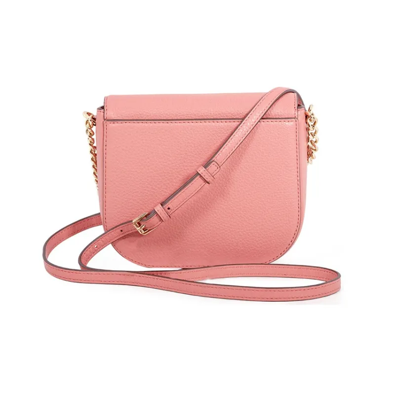 MICHAEL KORS Mott Litchi Grain Leather Saddle Bag Crossbody Shoulder Bag Women's Pink-2