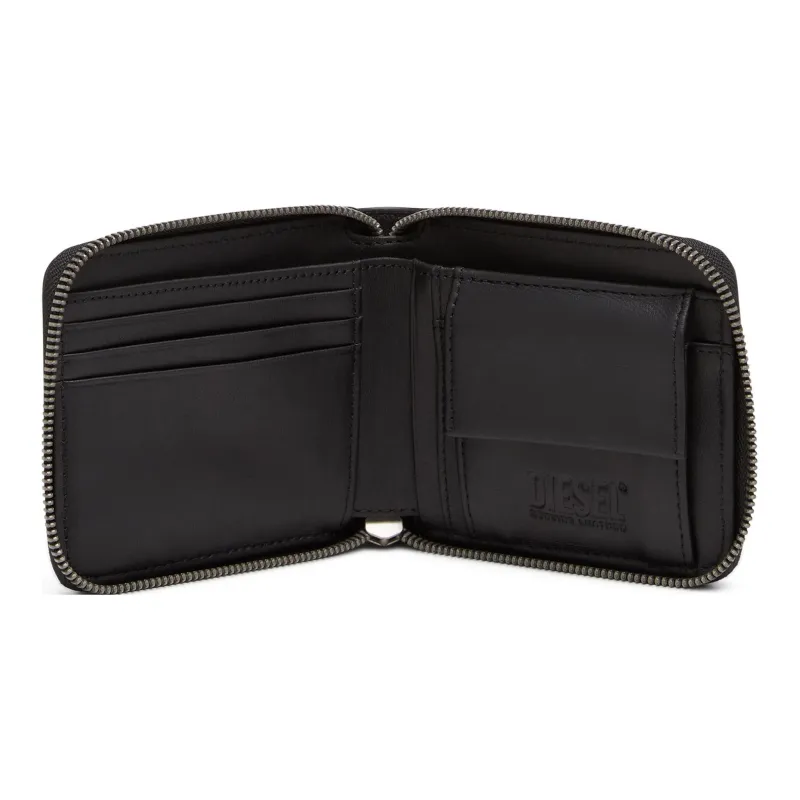 DIESEL Cow Leather Card Holder Wallet Regular Men's Black/Green-3