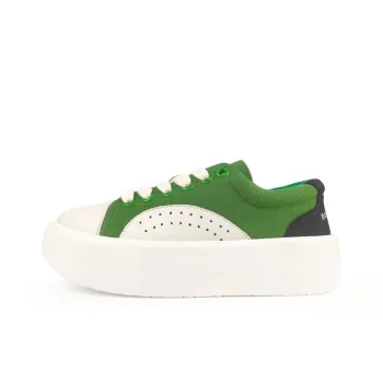 Brilli Pace Lightweight Height Increasing Low Top Canvas Puffy Skateboard Shoes Unisex Green White Black