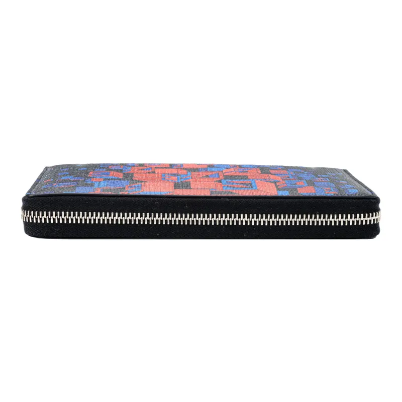 GUCCI Canvas With Leather Wallet Men's Black & Blue & Red-3