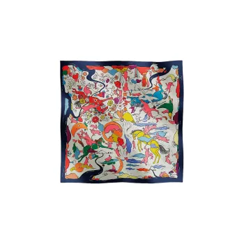 HERMES Silk Scarves Unisex Dark Blue