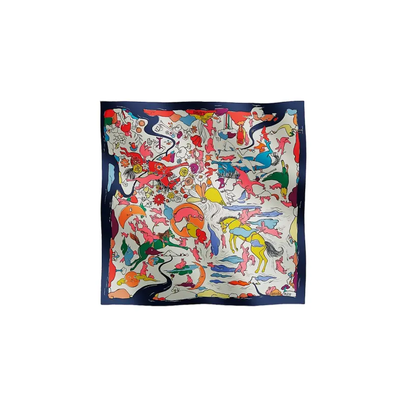 HERMES Silk Scarves Unisex Dark Blue-0