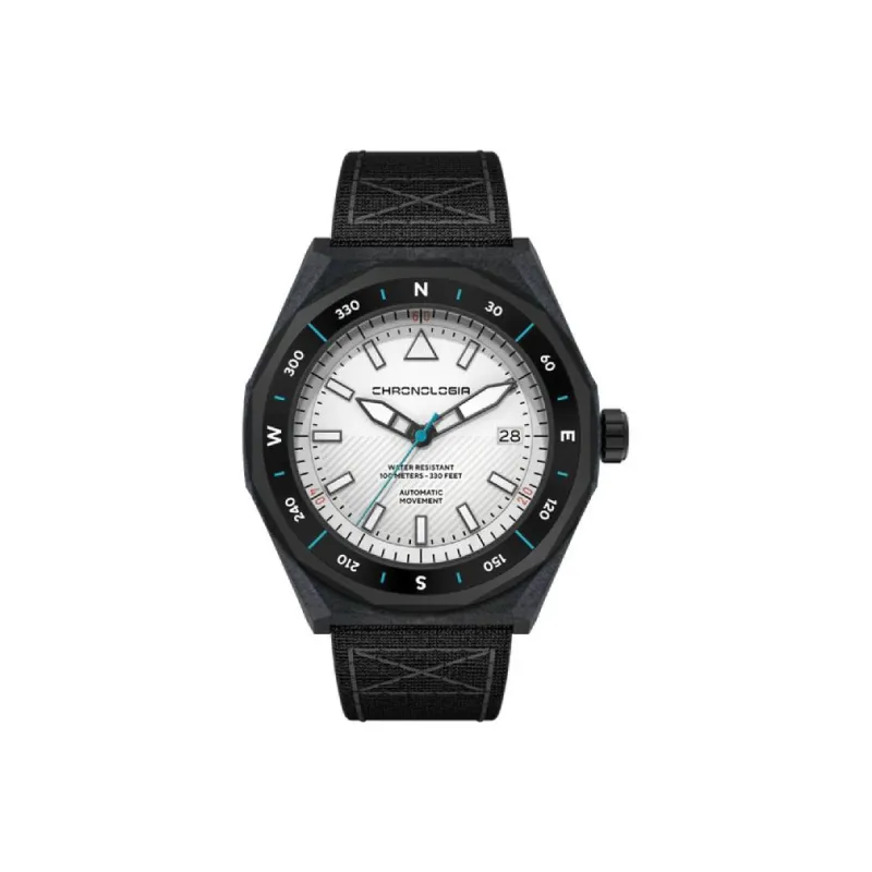 CHRONOLOGIA Adventurer Series Wrist Watch Mechanical Movement Canvas Strap 43mm White Dial Unisex 78704 9 G-1