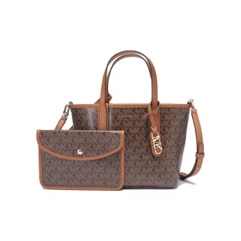 MICHAEL KORS Eliza Series Leather Tote Combo Bag, Shoulder Bag, Crossbody Bag, Handbag Extra Small Women's Dark Brown