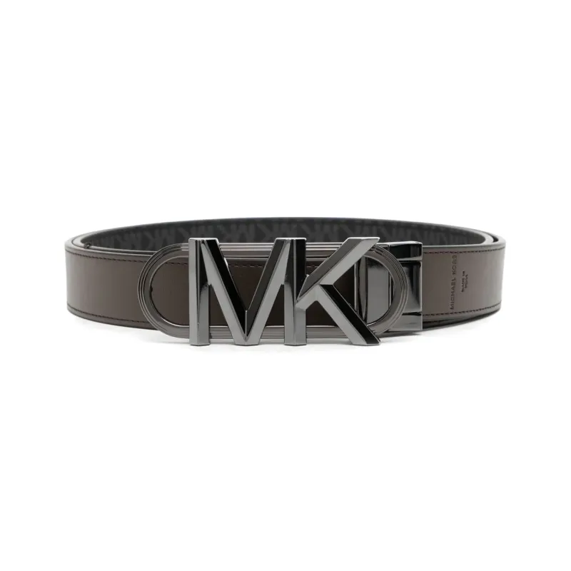 MICHAEL KORS Letter Print Decoration Smooth Buckle Leather Belts Men's Black Width: 3cm-1