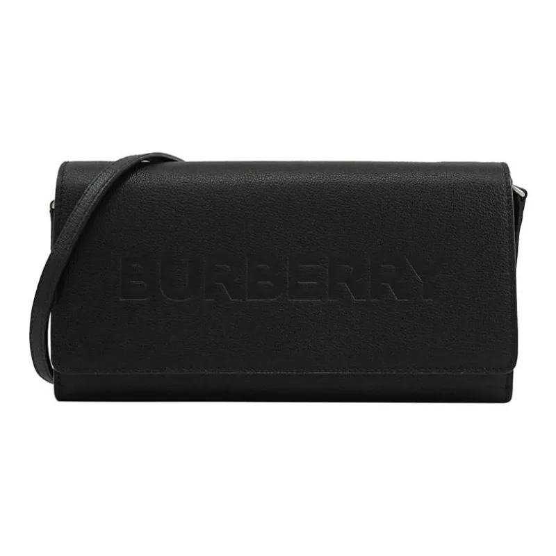 Burberry Calfskin Shoulder Bag Crossbody Bag Wallet Large Size Women's Black-1