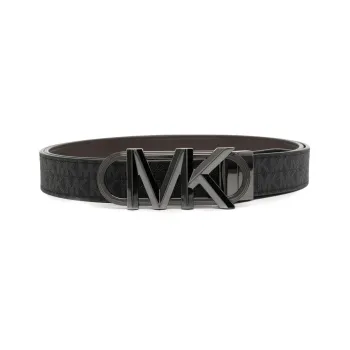 MICHAEL KORS Letter Print Decoration Smooth Buckle Leather Belts Men's Black Width: 3cm