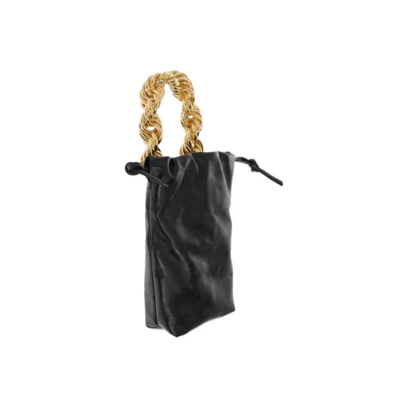 JIL SANDER Cow Leather Bucket Bag, Handbag, Shoulder Bag Trumpets Women's Black-3