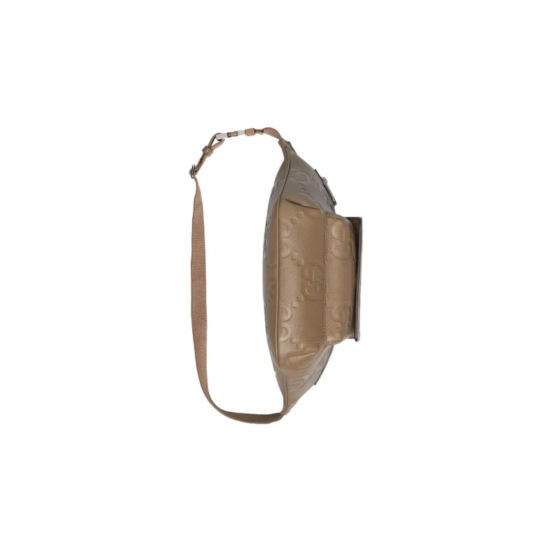 GUCCI Leather Sling Bag, Fanny Pack Regular Men's Taupe-4