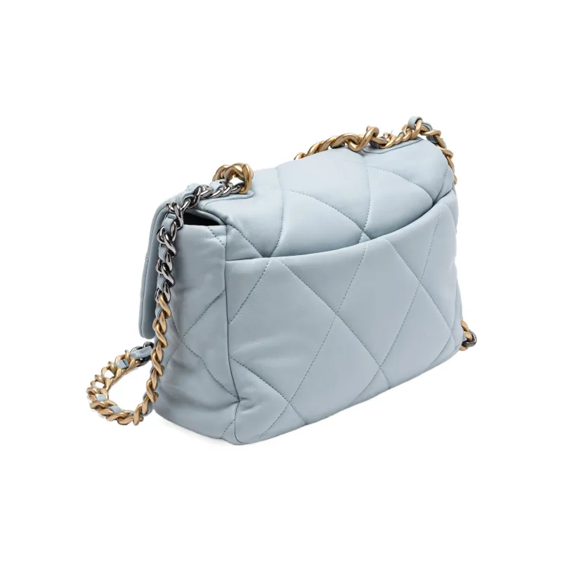 CHANEL 19Bag Sheepskin Flap Bag Handbag, Shoulder Bag, Crossbody Bag Medium Size Women's Light Blue-2