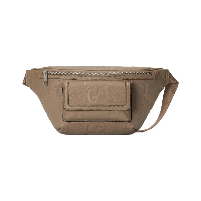 GUCCI Leather Sling Bag, Fanny Pack Regular Men's Taupe-0
