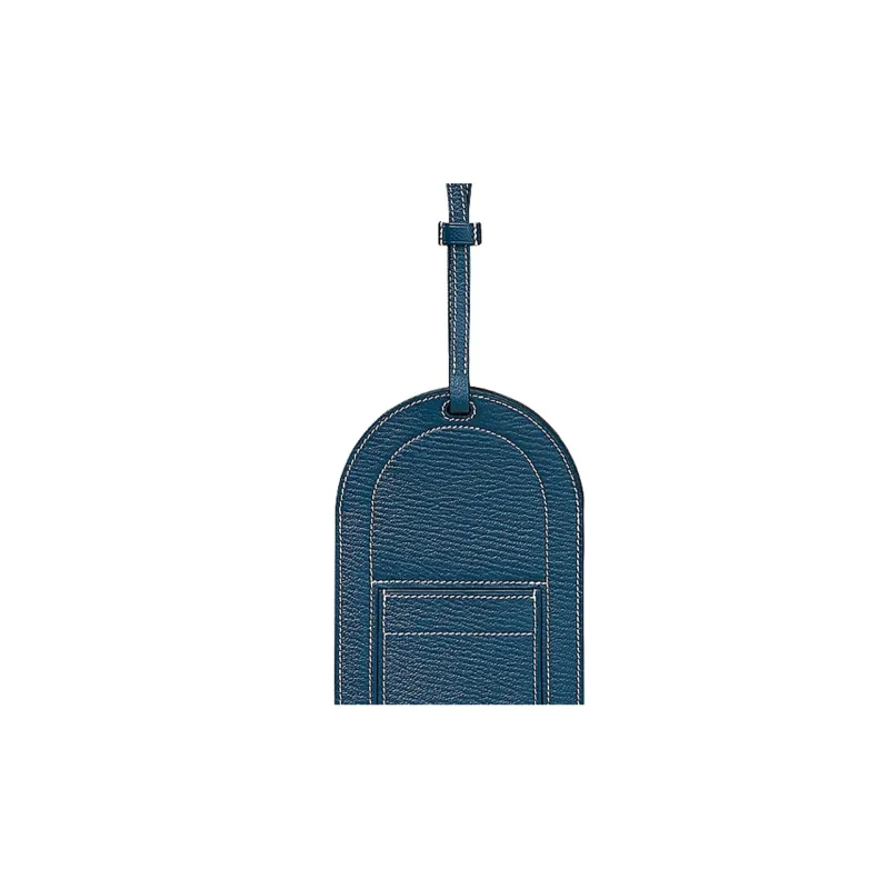 HERMES In The Loop Mysore Goat Skin Pig Nose Cell Phone Pouch Small Size Women's Dark Blue & White-1