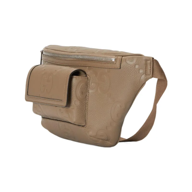 GUCCI Leather Sling Bag, Fanny Pack Regular Men's Taupe-1