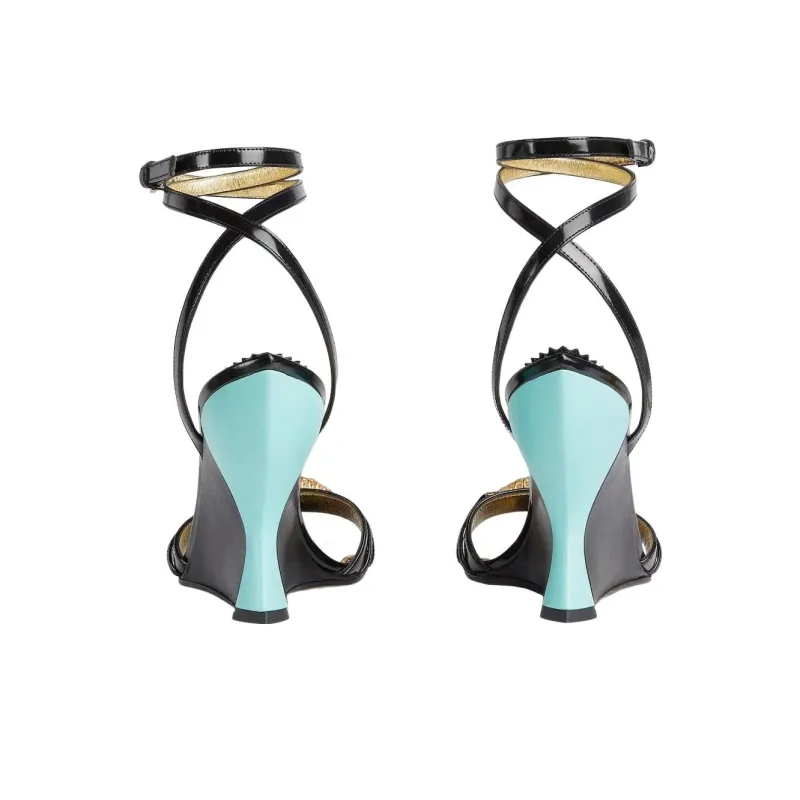 GUCCI 95mm Leather Wedge Sandals-3