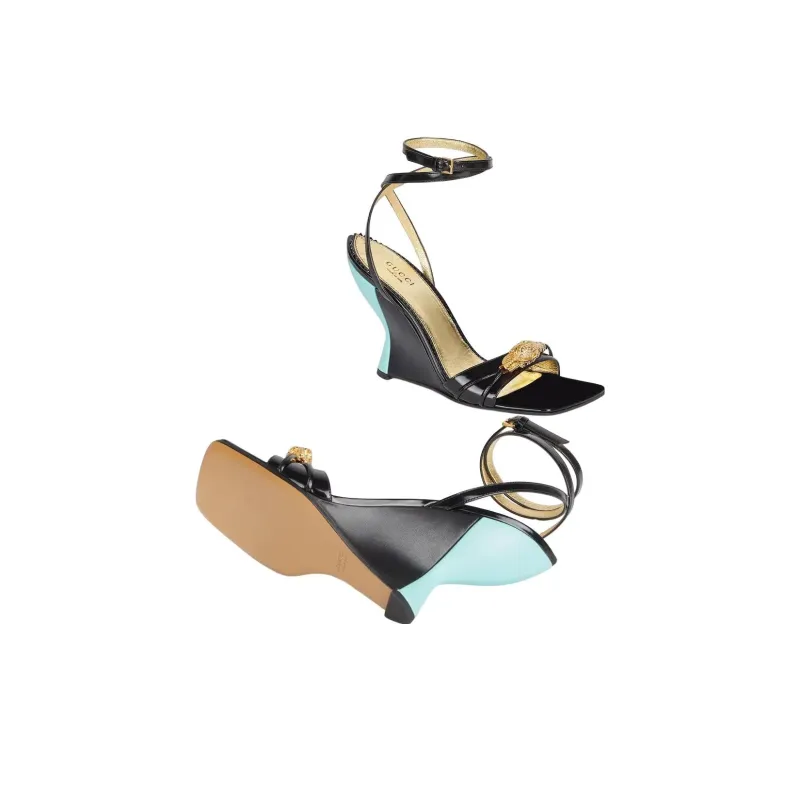 GUCCI 95mm Leather Wedge Sandals-4