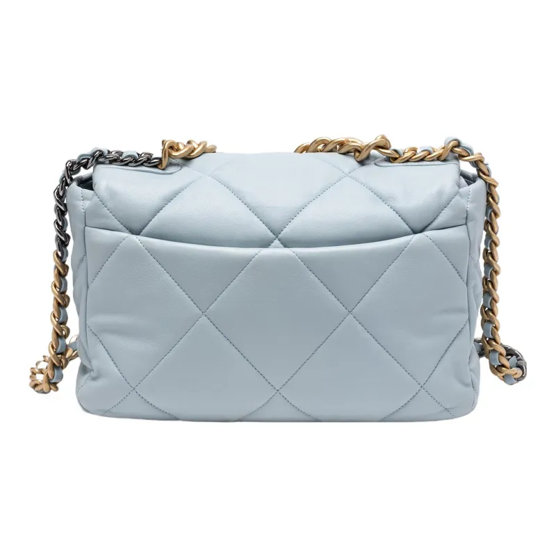CHANEL 19Bag Sheepskin Flap Bag Handbag, Shoulder Bag, Crossbody Bag Medium Size Women's Light Blue-3