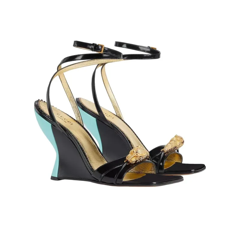 GUCCI 95mm Leather Wedge Sandals-1