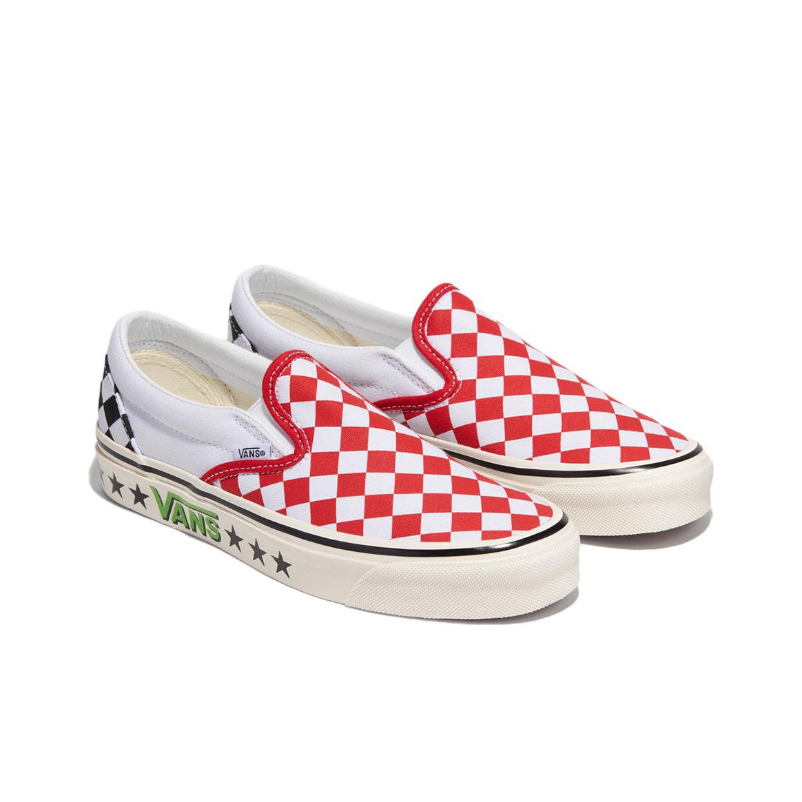 Red and white vans slip ons online