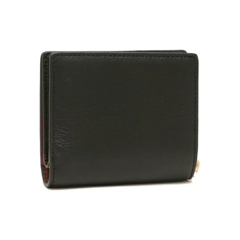 COACH Snap Wallet Pebbled Leather Card Holder Wallet Women's Black-2