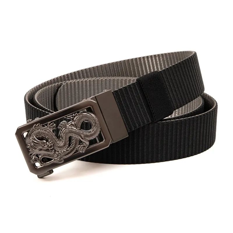 BAIJUAN Double Sided Automatic Buckle Nylon Belts Men's Strap Width 3.5cm-2