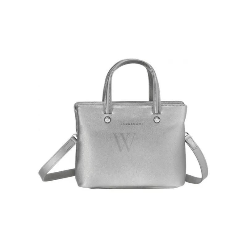 LONGCHAMP Le Foulonné Leather Shoulder Bag Crossbody Bag Handbag Women's Silver-0