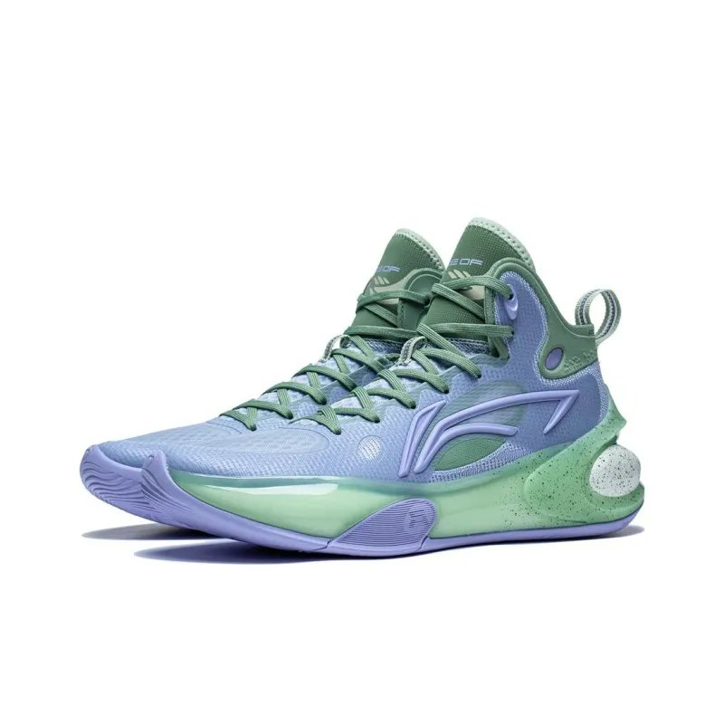 LiNing YuShuai 17 Abrasion Resistant Mid Top Basketball Shoes Men's Purple Cyan-3