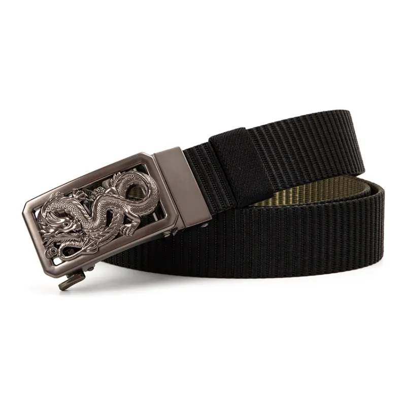 BAIJUAN Double Sided Automatic Buckle Nylon Belts Men's Strap Width 3.5cm-7