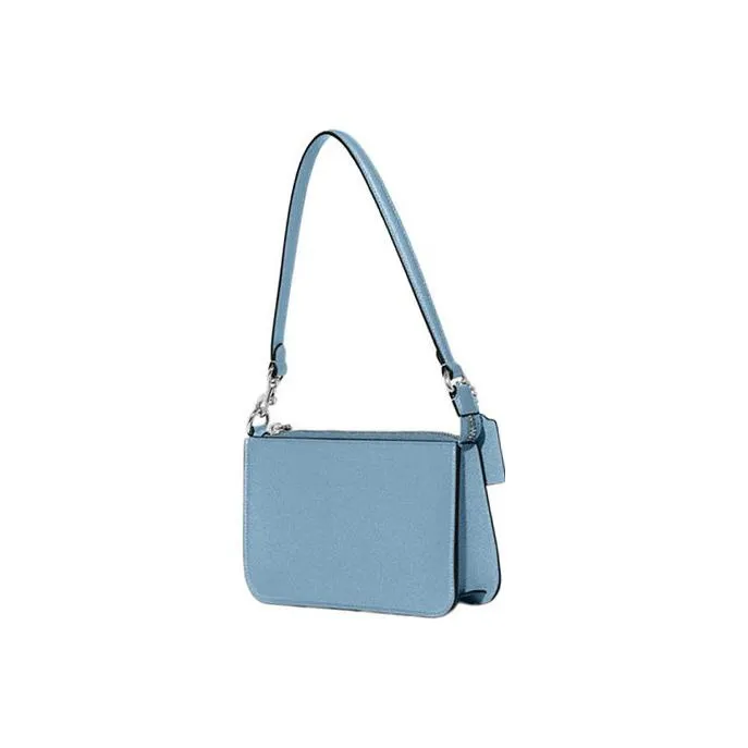 COACH Pouch Canvas With Leather Clutch Handbag, Shoulder Bag Women's Blue-2