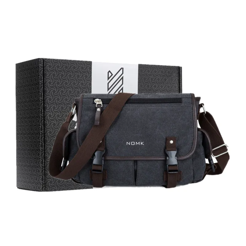 NOMK Canvas Canvas Bag Workwear Messenger Bag Backpack Crossbody Bag Regular Unisex Gray-5